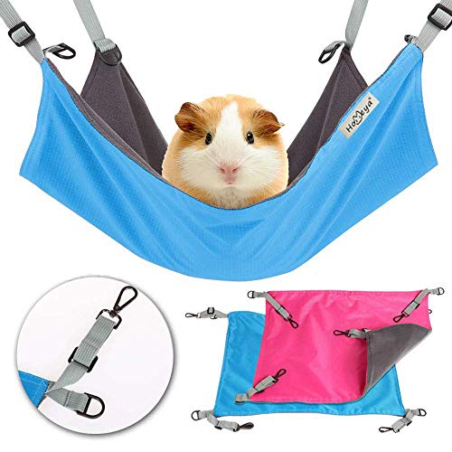 BeauPet 2 Pack Small Animals Cage Hammock Guinea Pig Hanging Tunnel Cave Sugar Glider Ferret Fleece Hideout Rat Swinging Bed Toy for Chinchilla Hamster Squirrel Sleeping Cage Accessories Set 